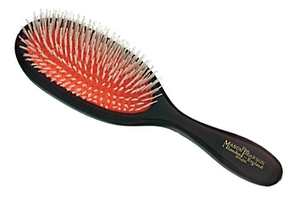 Mason Pearson Handy Nylon Brush - N3 Dark Ruby - 2 Pc Hair Brush and Cleaning Brush